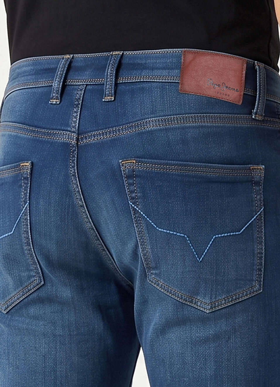 Men Blue Straight Fit Mid Rise Stretchable Jeans, , large image number 5