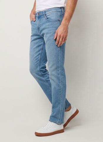 Men Blue Straight Fit Mid Rise Stretchable Jeans