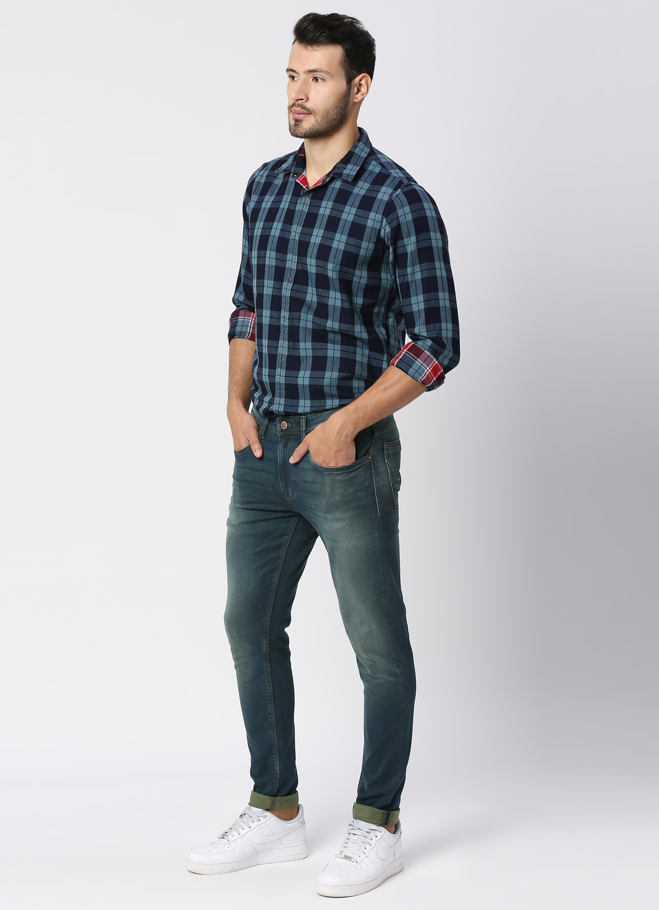 Maxime Reversible Indigo Checks Shirt, , large image number 6