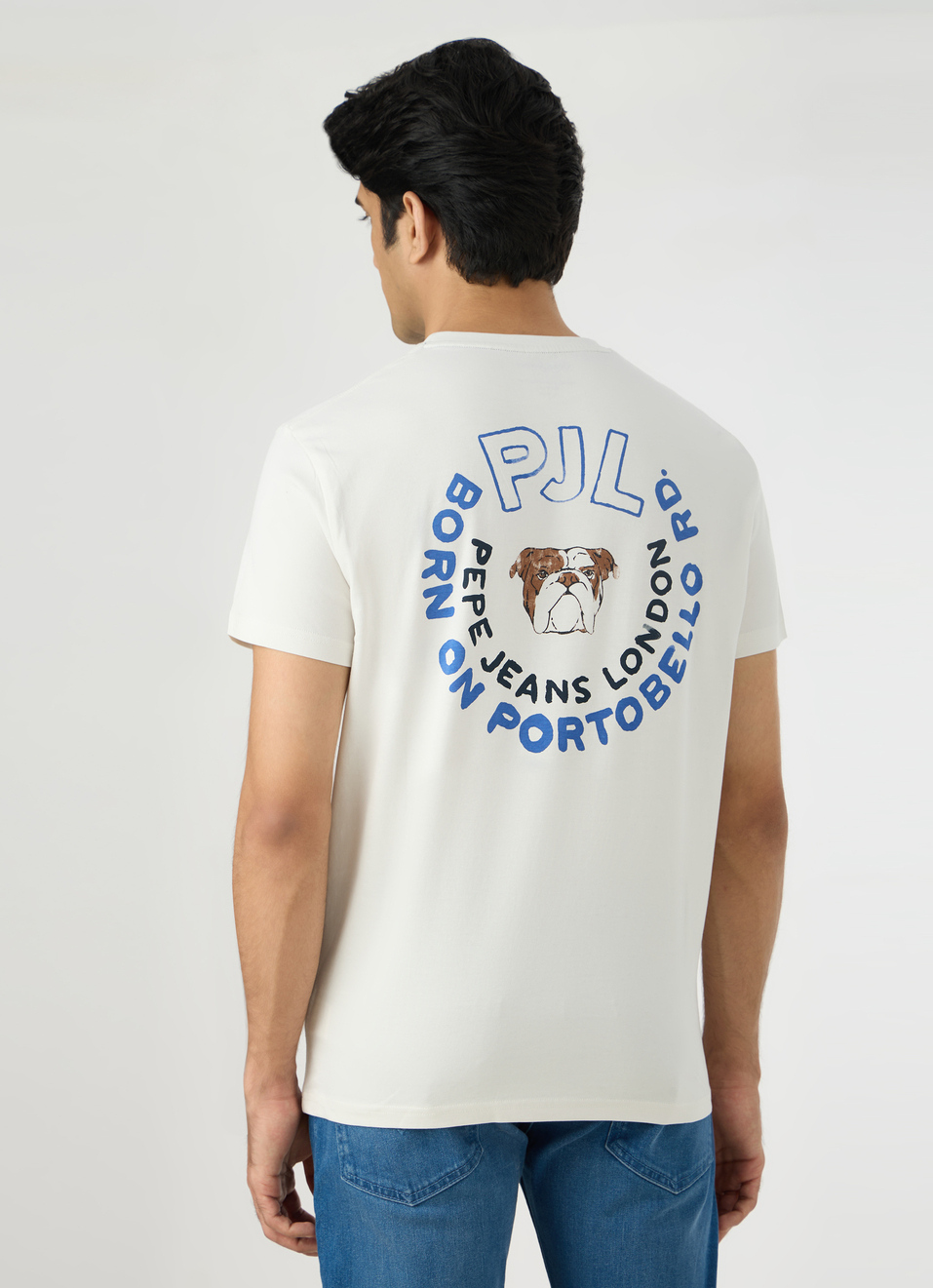 Men Off White Slim Back Print T-shirt, , large image number 2