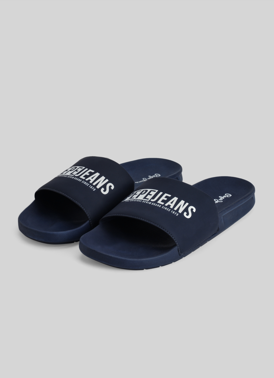 Navy Logo Printed Anti-skid Beach Slides, , large image number 1