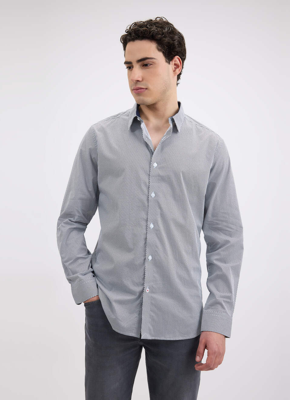 Men White Check Full Sleeve Shirt, , large image number 1