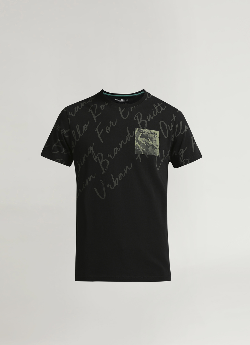 Black Printed Short Sleeve T-shirt, , large image number 6