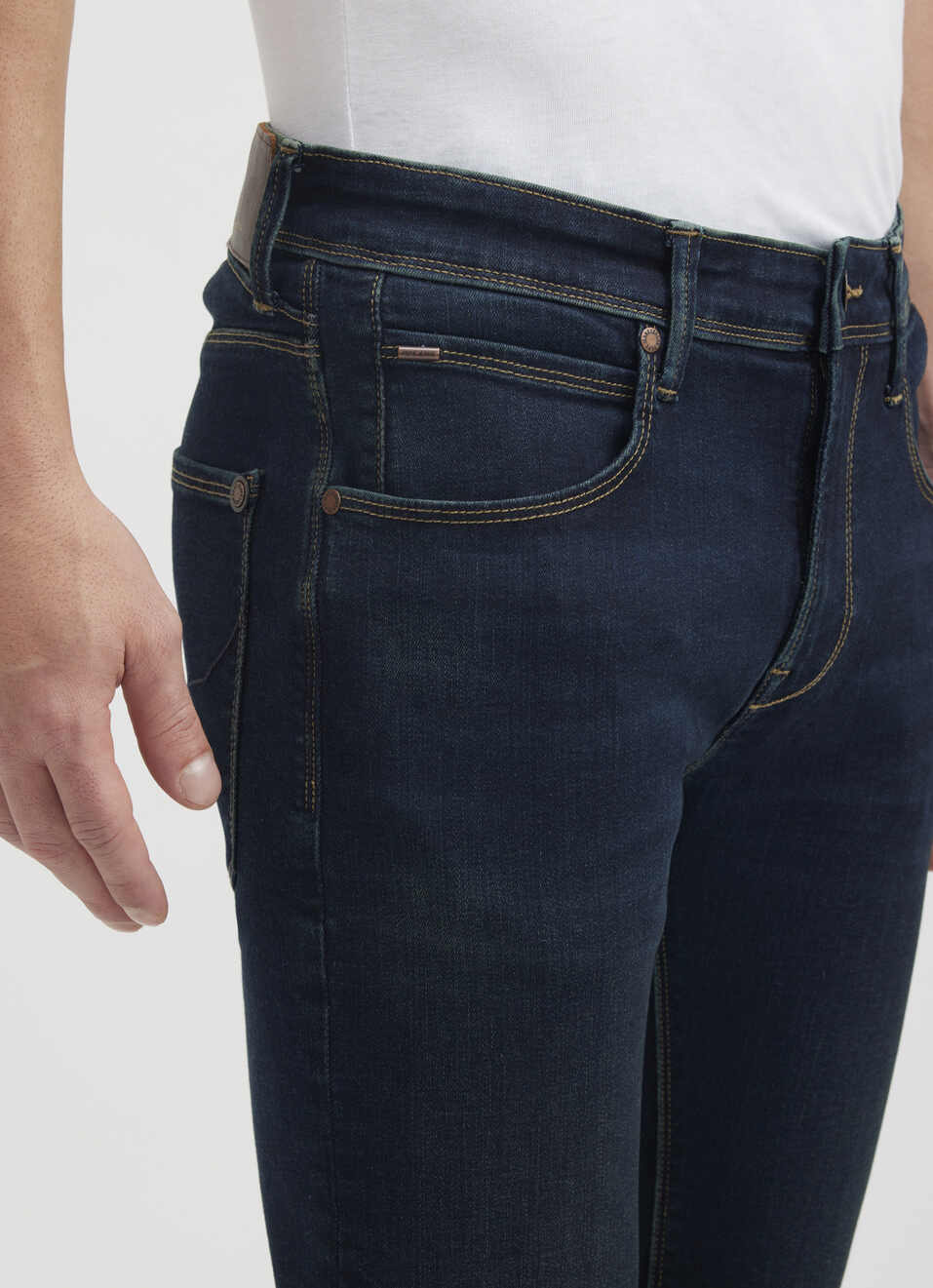 Men Blue Mid Rise Slim Powerflex Jeans, , large image number 4