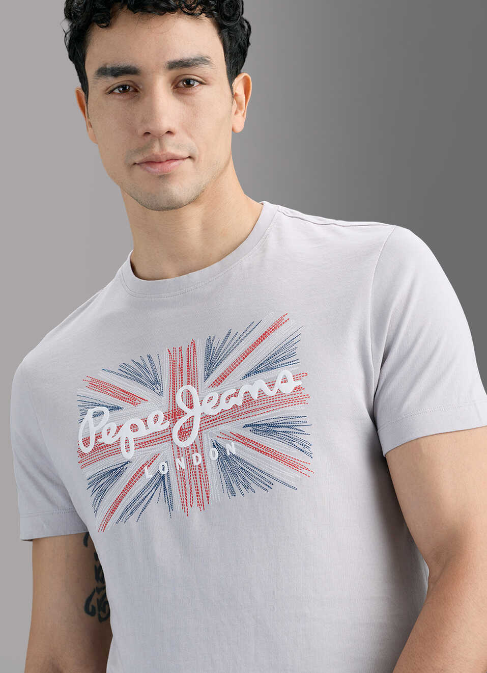 Men Grey Printed Slim Fit T-shirt, , large image number 4