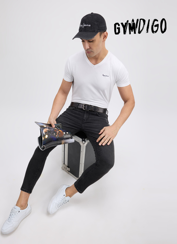 Men Black Mid Rise Skinny Ankle Length Gymindigo Jogger Like Jeans
