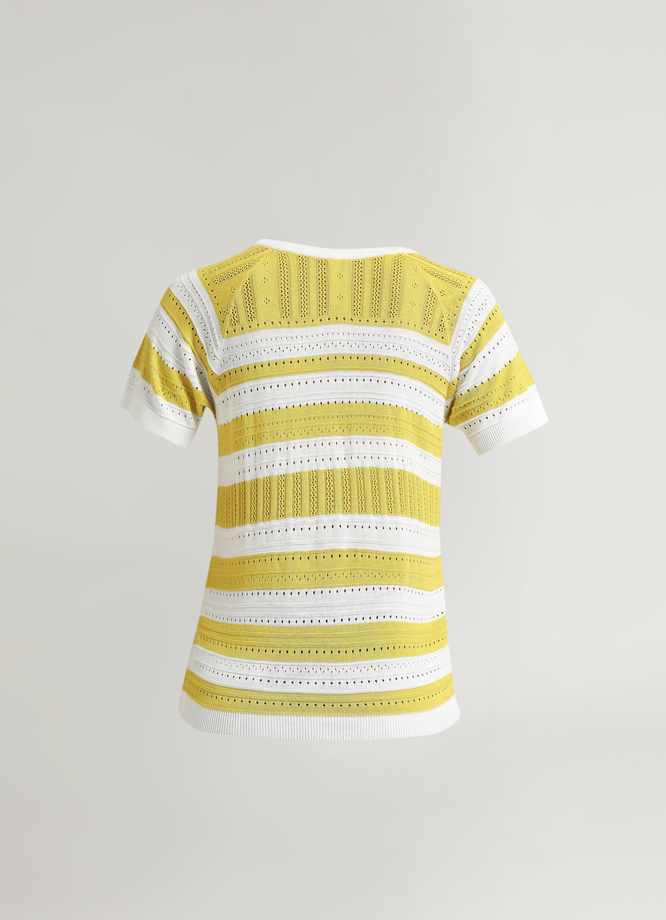 Yellow Stripes Self Design Flat Knit Top, , large image number 7