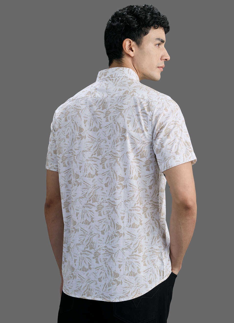 Men Beige Printed Short Sleeve Shirt, , large image number 6
