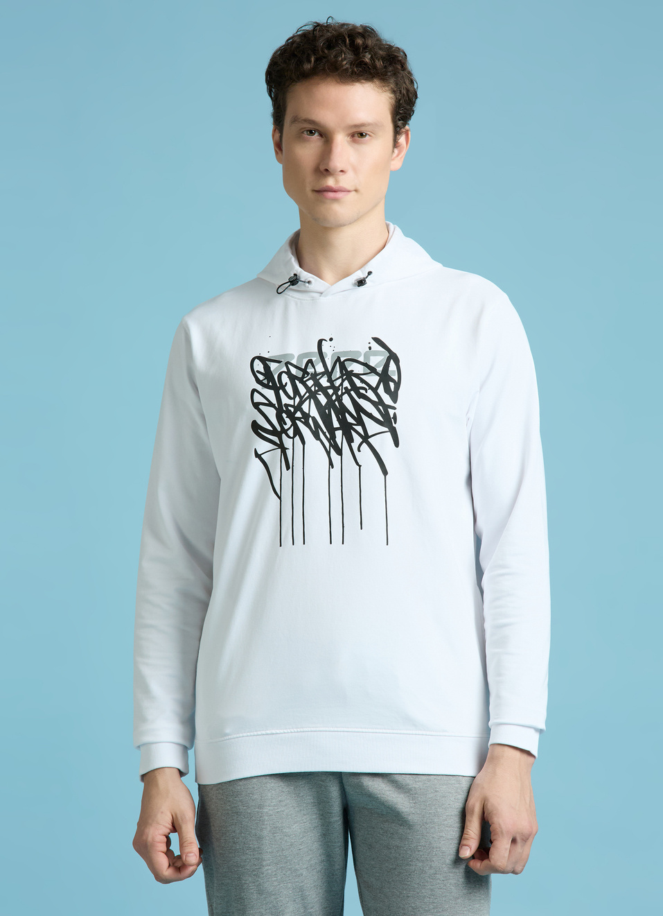 White Graphic Print Full Sleeves Sweatshirt, , large image number 1
