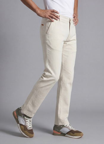 Men Ecru Mid Rise Chinos