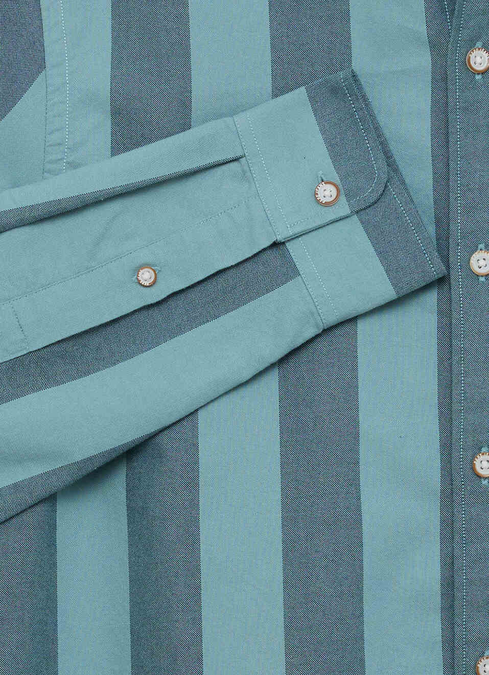 Men Green Striped Oxford Long Sleeve Shirt, , large image number 7