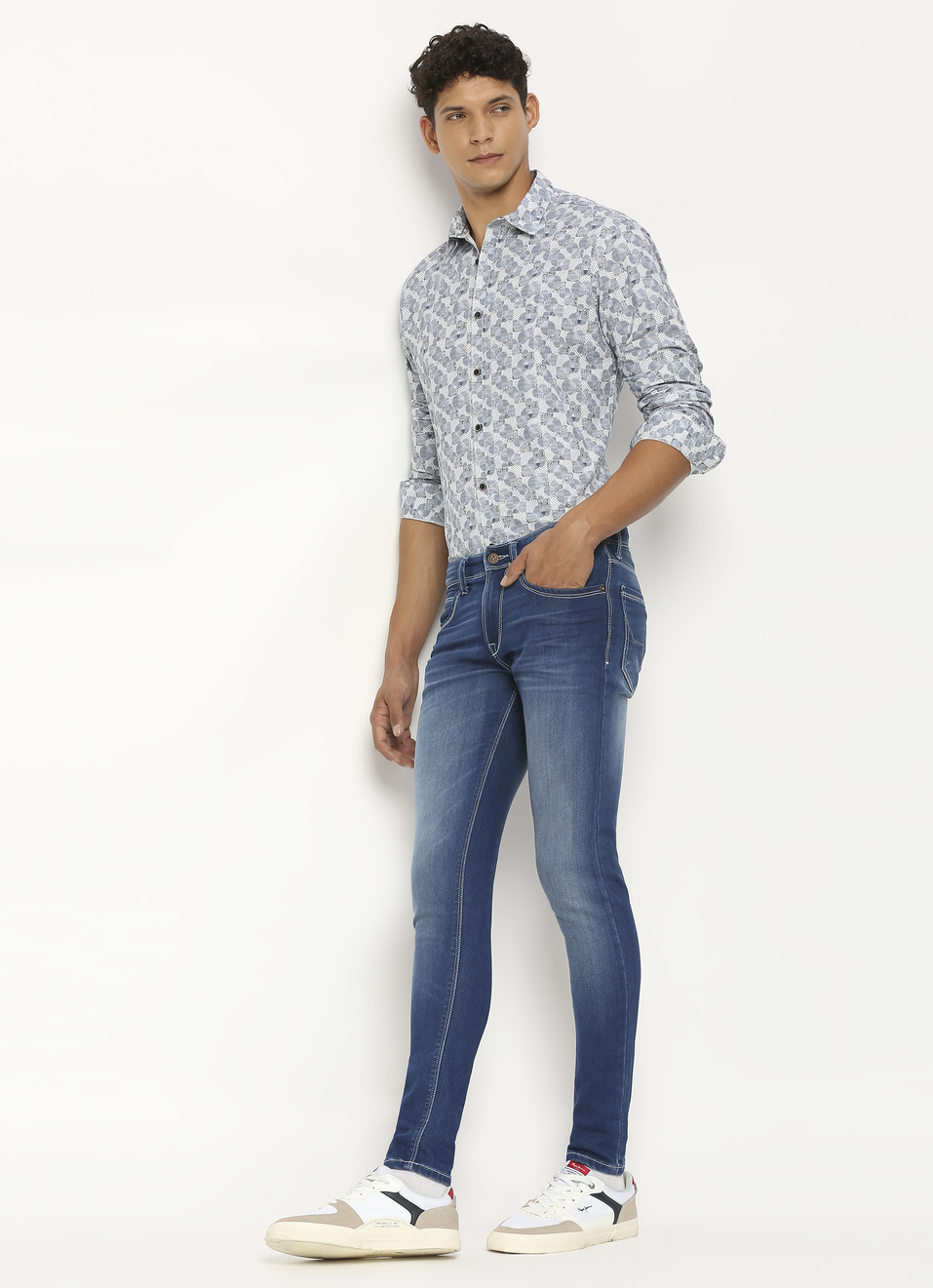 Grey All Over Printed Slim Fit Shirt, , large image number 5
