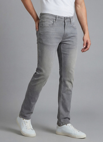 Men Grey Mid Rise Slim Fit Stretchable Jeans
