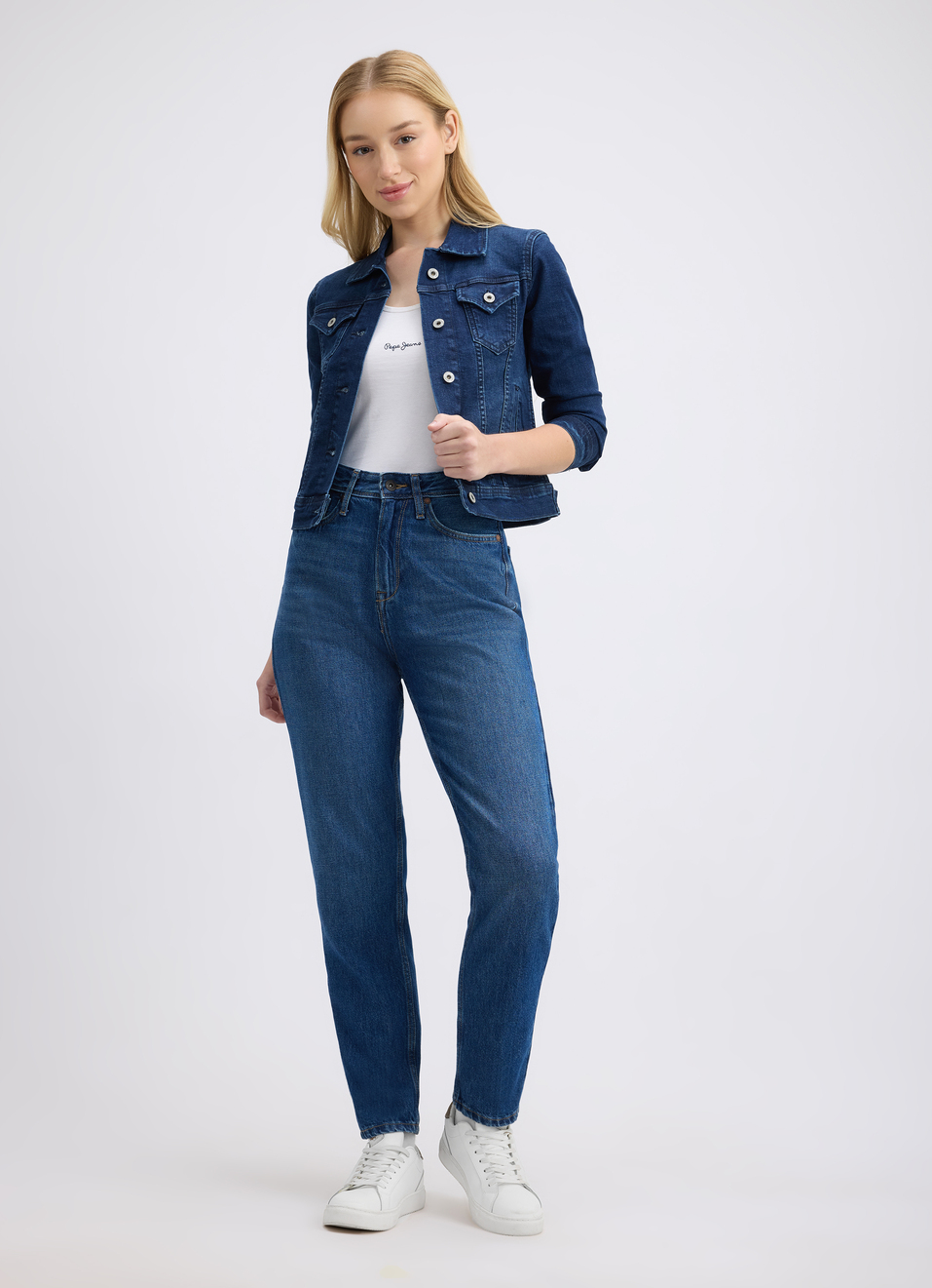 Women Blue Mom Fit High Rise Jeans , , large image number 0