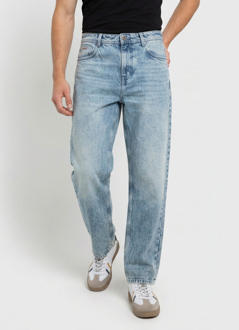 Men Blue Baggy Fit Mid Rise Jeans, , large image number 2