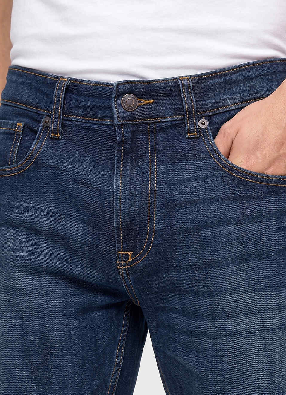 Men Blue Straight Fit Mid Rise Stretchable Jeans, , large image number 4