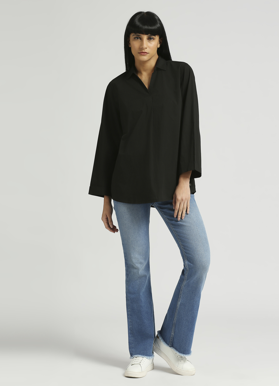 Black Bell Sleeve Shirt, , large image number 5