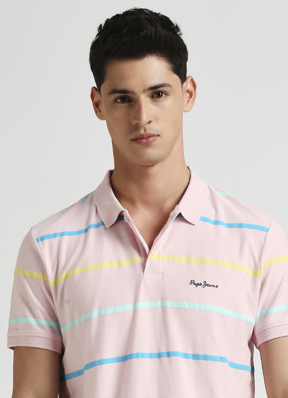 Pink Herringbone Summer Striper Polo, , large image number 4