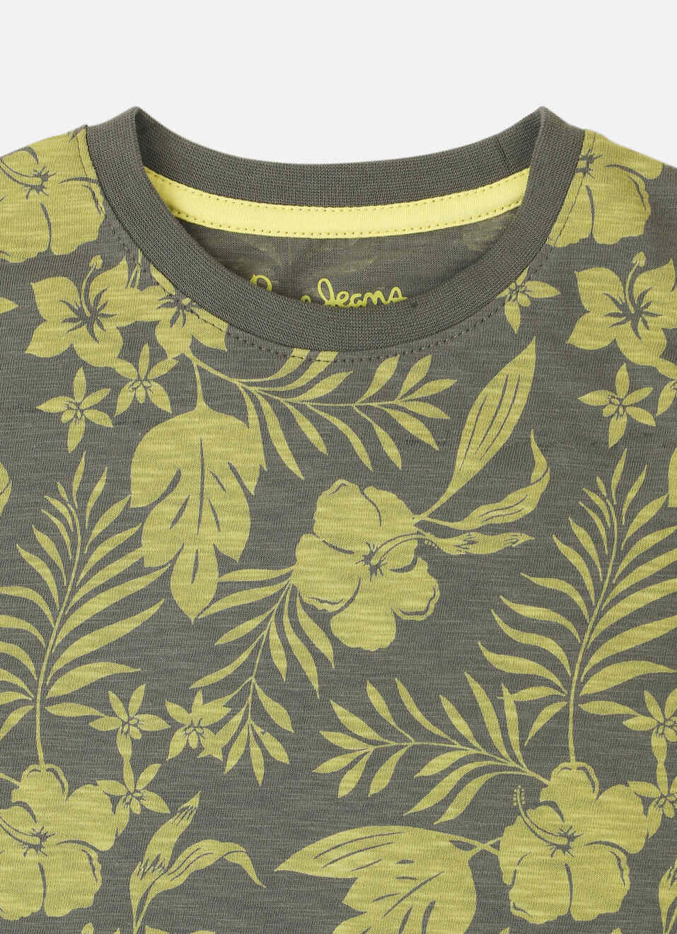 Boys Military Green Tropical Print Short Sleeve T-shirt, , large image number 2
