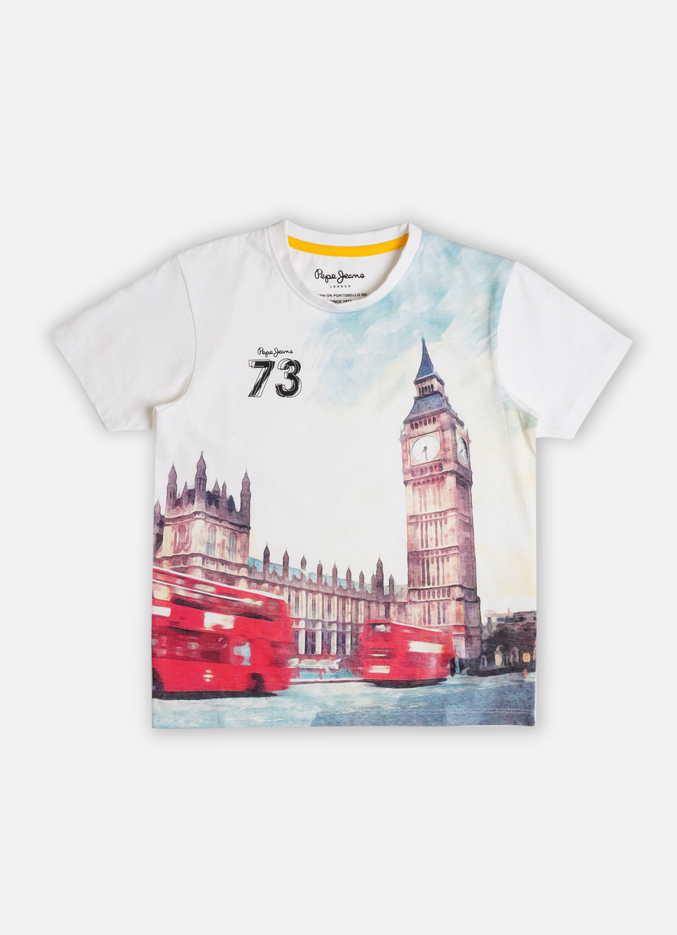 Boys White London Cityscape Graphic Print Short Sleeve T-shirt, , large image number 0