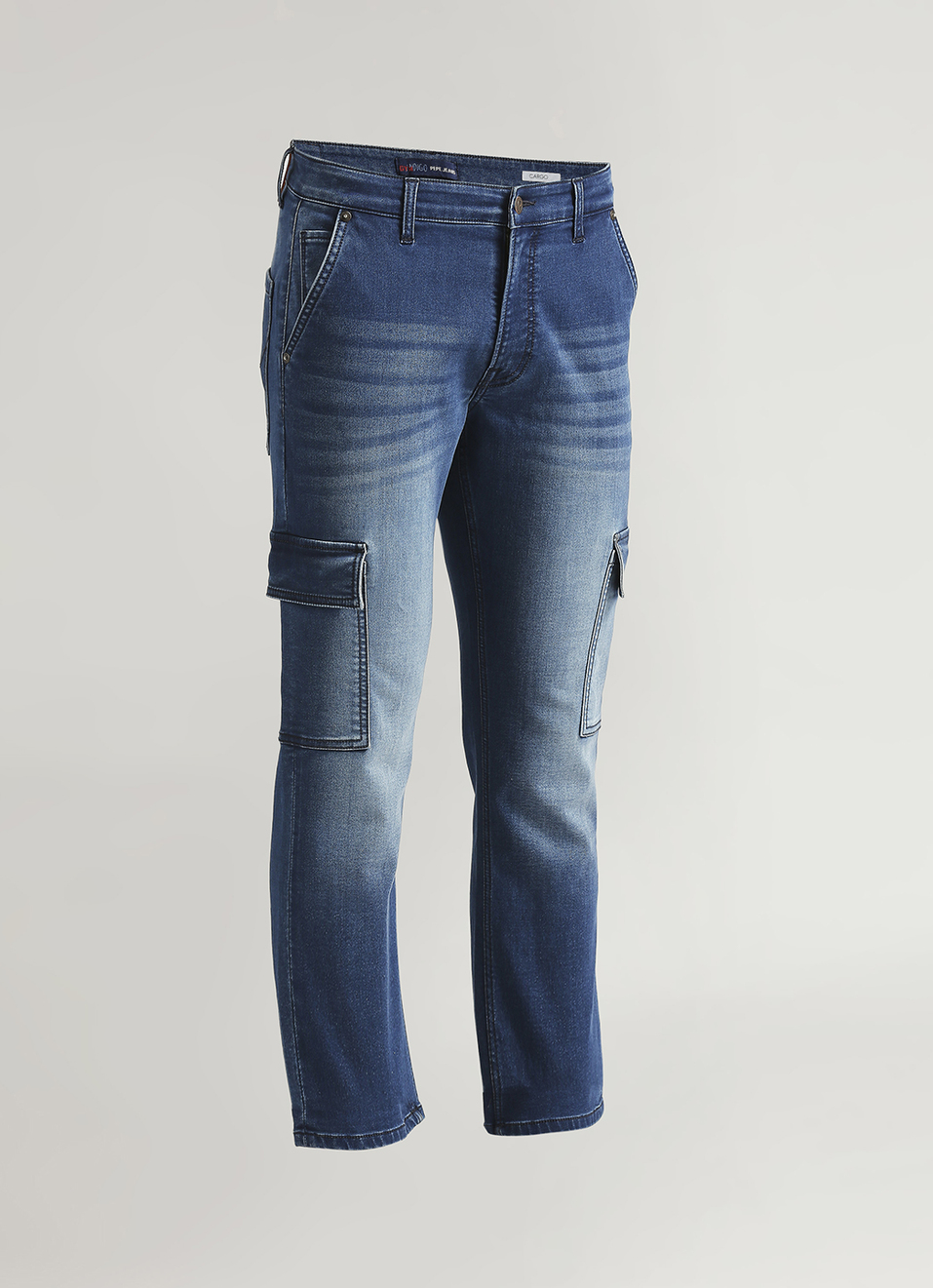 Men Straight Mid Rise Dark Blue Gymindigo Cargo, , large image number 6
