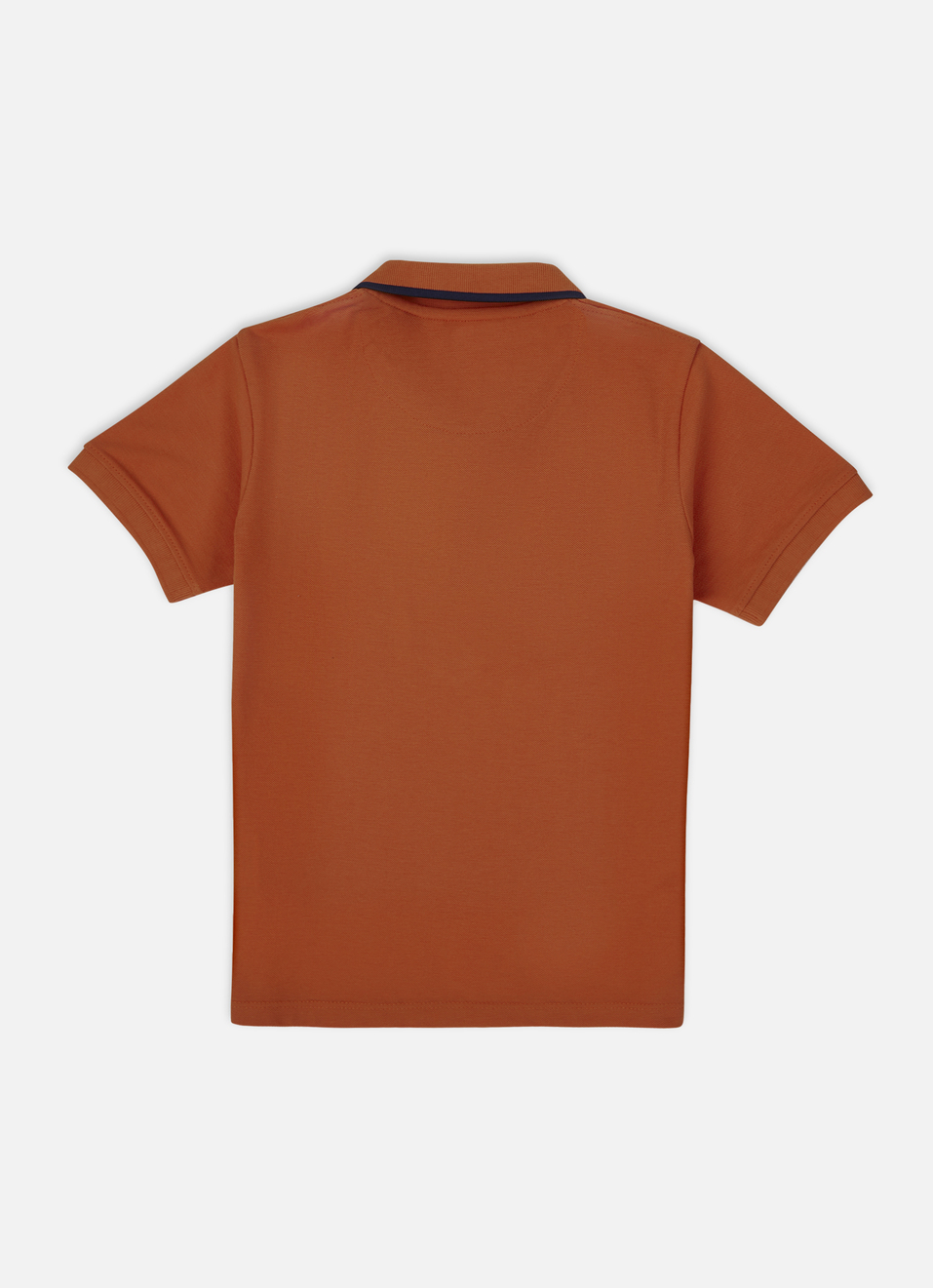 Boys Orange Ribbed Collar Short Sleeve Polo, , large image number 1