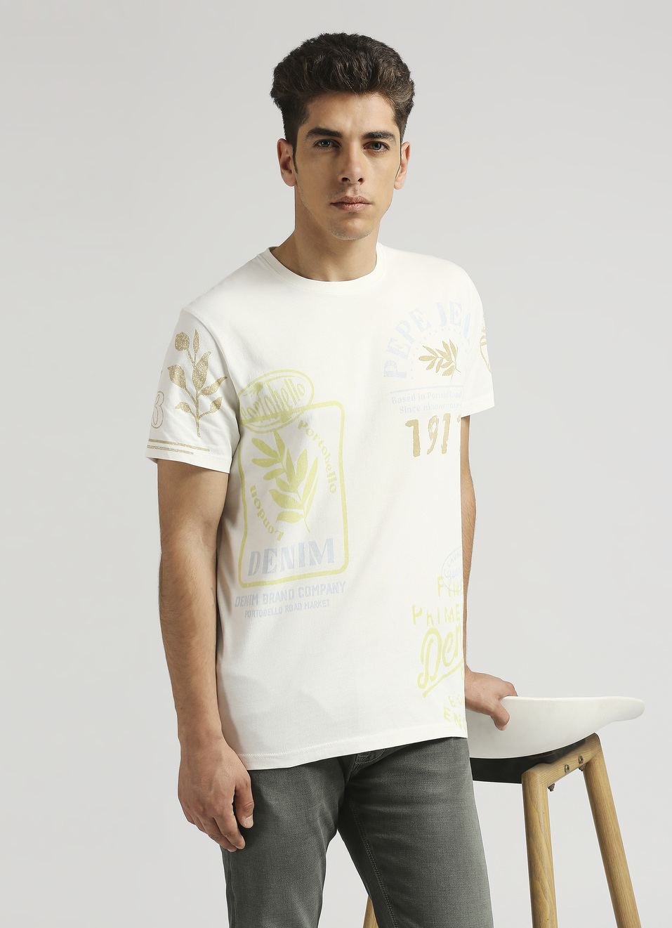 Off White Brand Print Short Sleeve T-shirt, , large image number 0