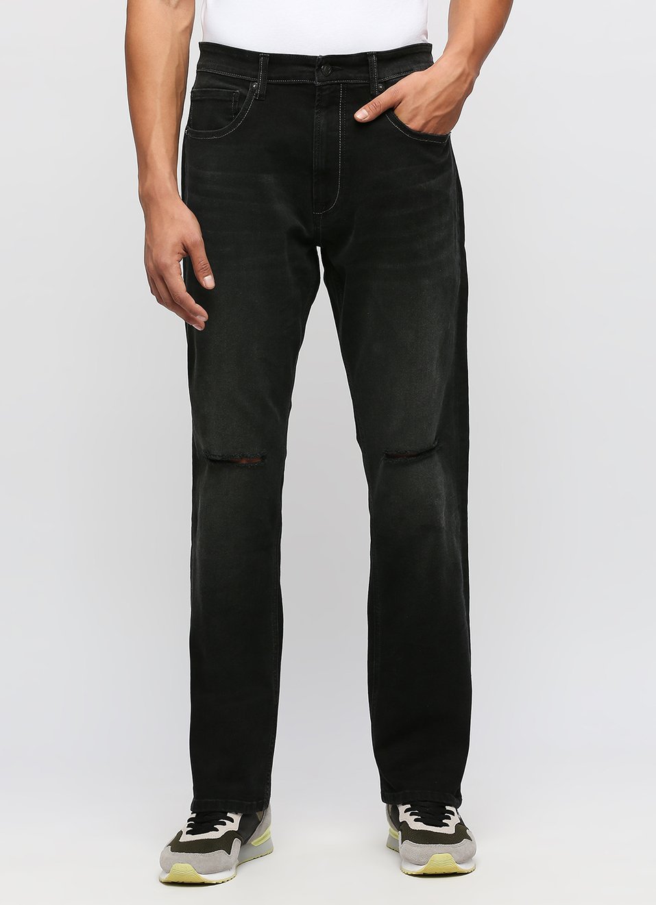 Marvis Black Mid Rise Straight Fit Jeans, , large image number 2