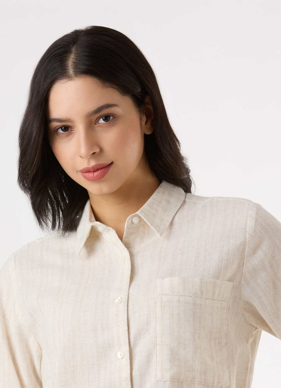 Women Beige Textured Regular Fit Shirt, , large image number 4