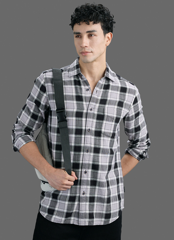 Men Black Checked Long Sleeve Shirt