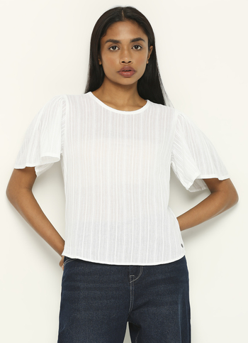 White Round Neck Short Sleeve Top