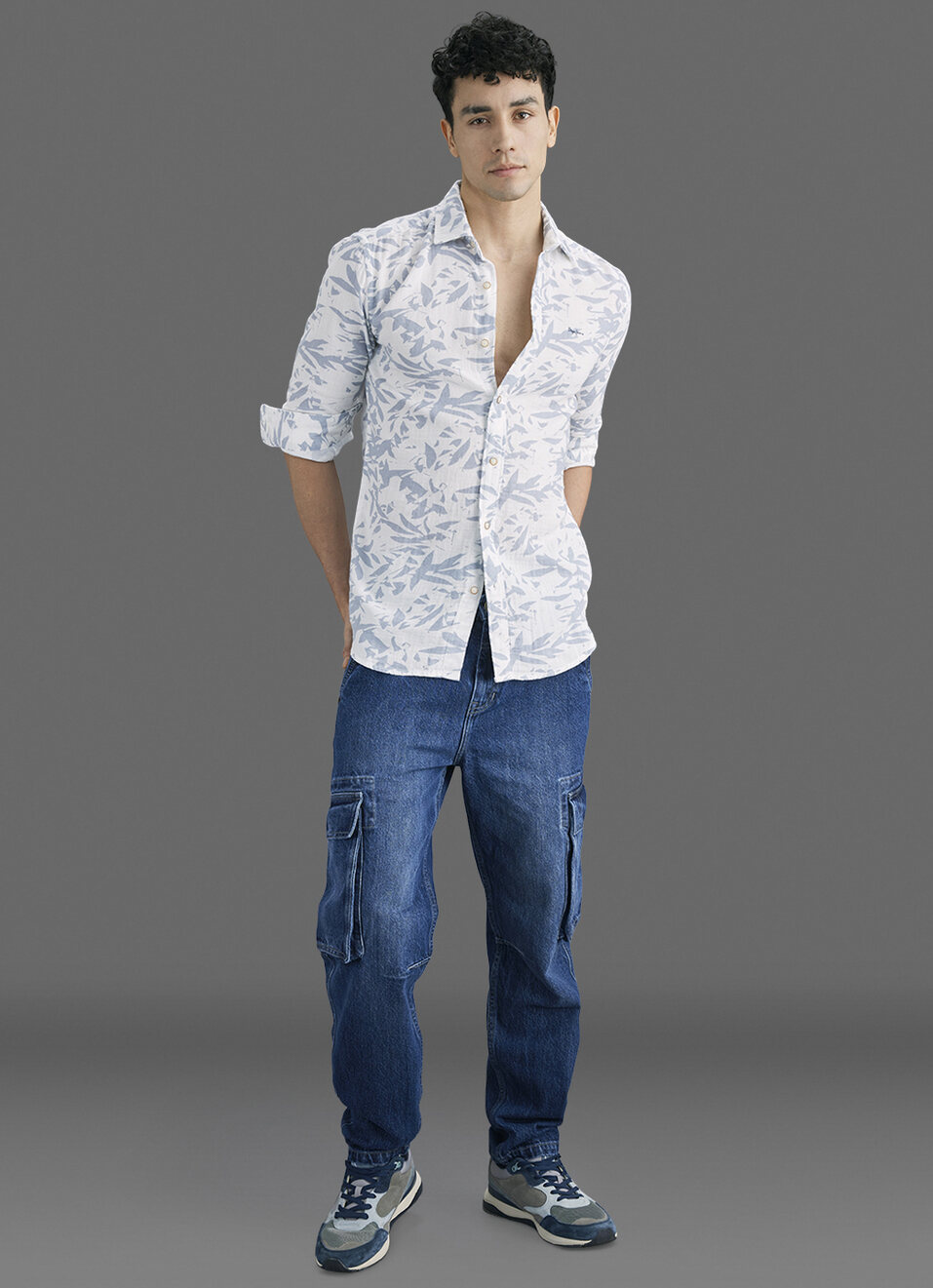 Men White Printed Long Sleeve Shirt, , large image number 2