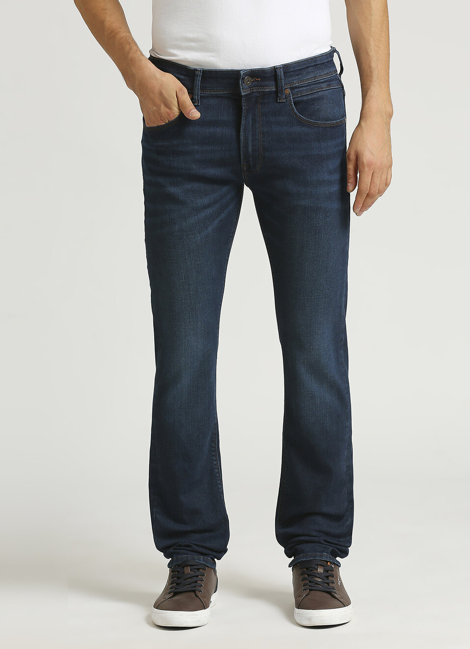 Vapour Dark Blue Mid Rise Slim Fit Powerflex Jeans, , large image number 2