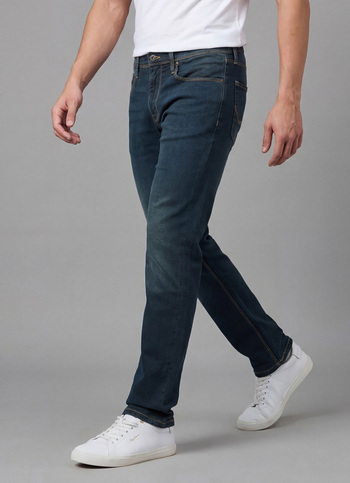 Men Blue Mid Rise Straight Fit Stretchable Jeans