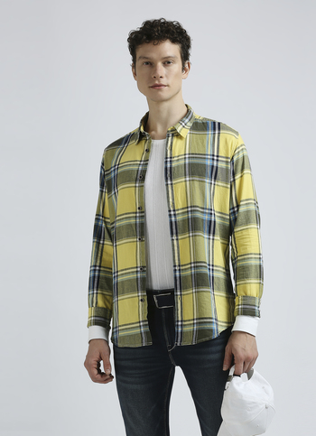 Yellow Check Full Sleeve Shirt