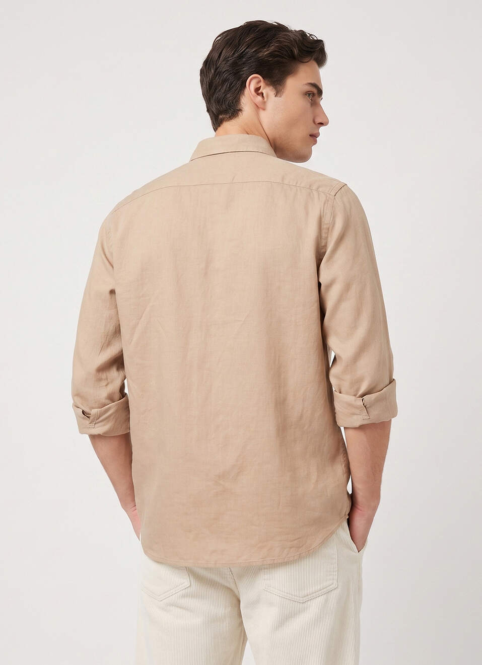 Men Khaki Solid Long Sleeve Shirt, , large image number 2