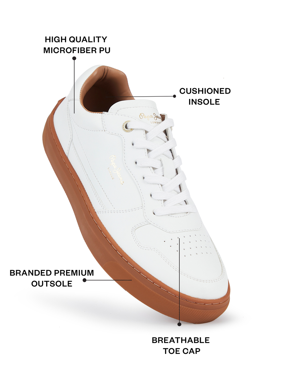 White Retro Anti-skid Cupsole Sneaker, , large image number 1