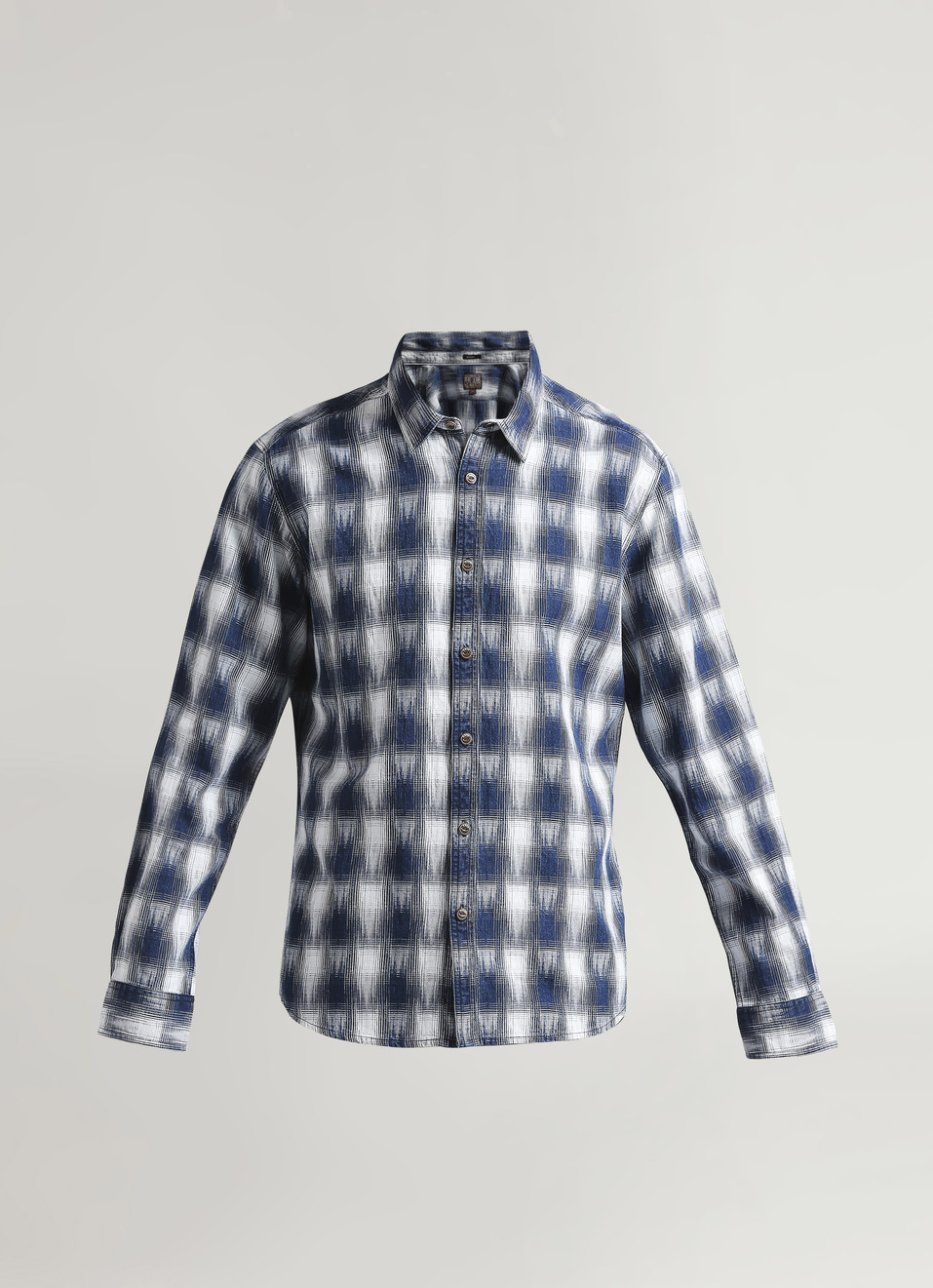 Yarn Dyed  Checks Indigo Long Sleeve Shirt, , large image number 6