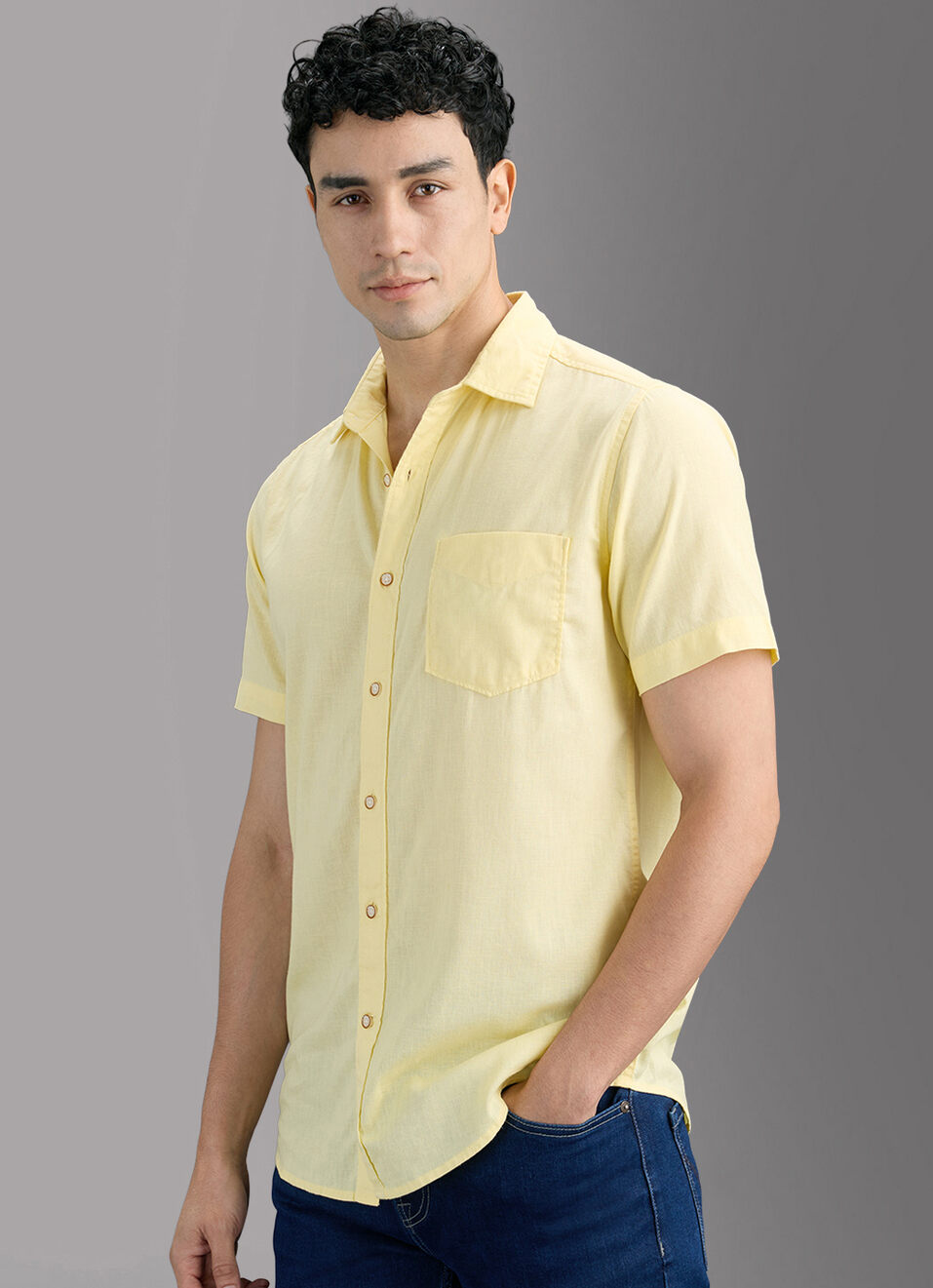 Men Yellow Solid Long Sleeve Shirt, , large image number 7
