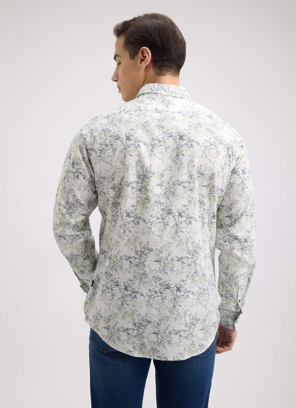 Men White Floral Print Full Sleeve Shirt, , large image number 2