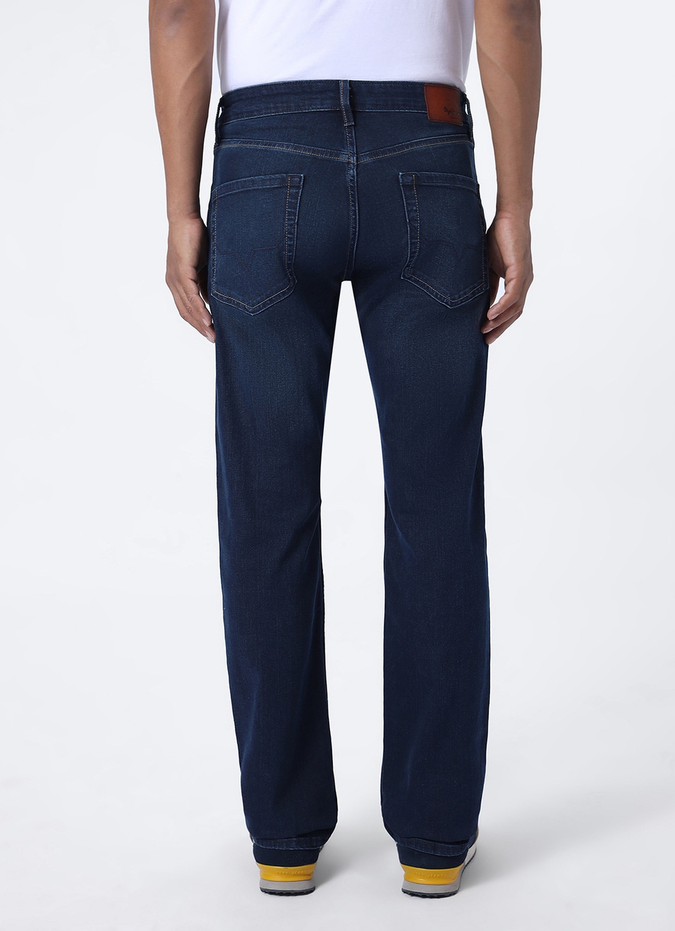 Men Mid Rise Dark Blue Straight Fit Stretchable Jeans, , large image number 3