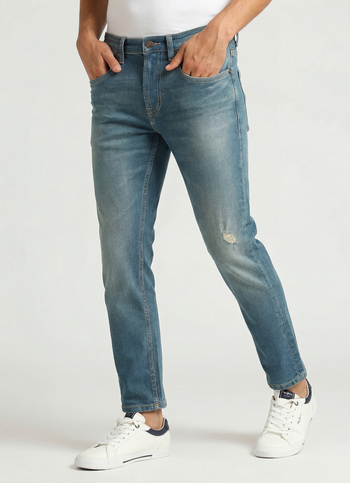 Chinox Distressed Blue Mid Rise Ankle Jeans