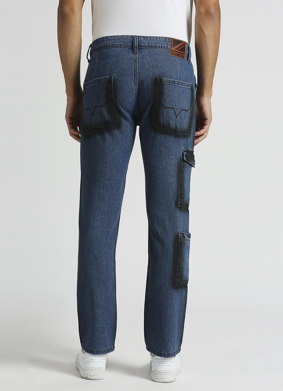 Cargo Straight Mid Rise Dark Blue Jeans, , large image number 3