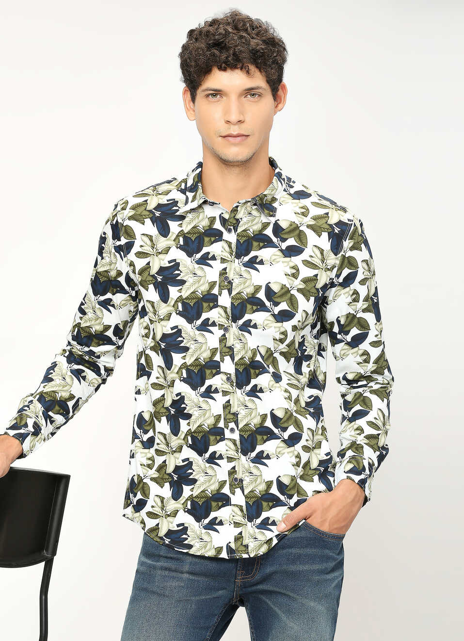 Green Printed Full Sleeved Shirt, , large image number 0