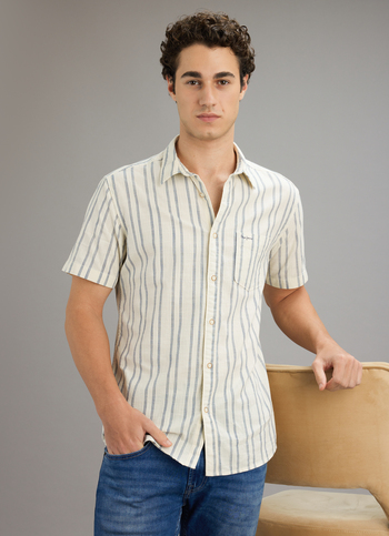 Men White Striped Shirt