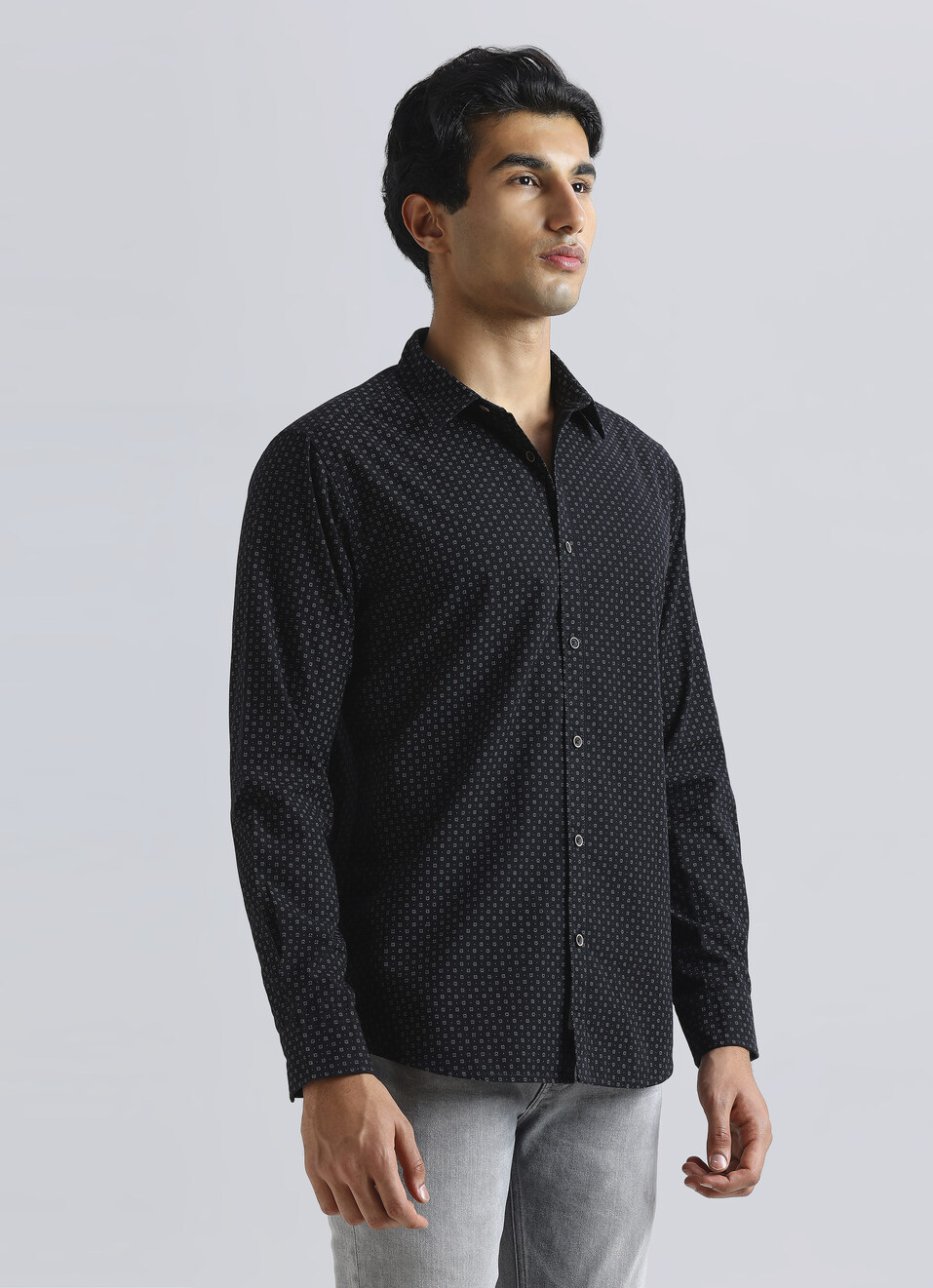 Black Geometric Print Full Sleeve Shirt, , large image number 3