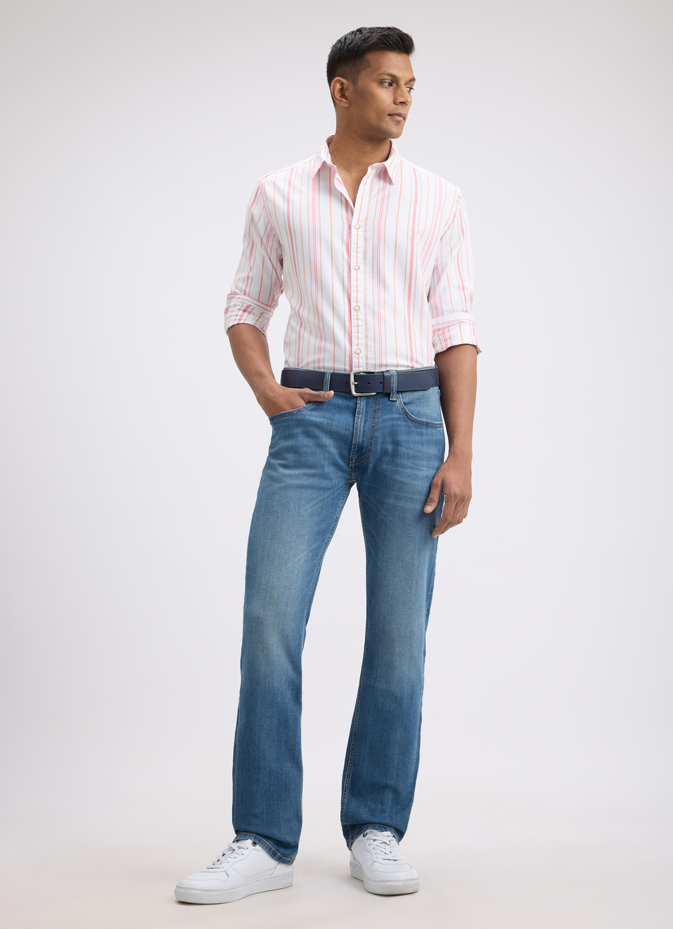 Men Off White Stripe Full Sleeve Shirt, , large image number 5