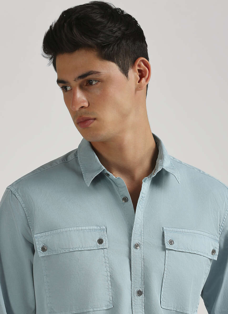 Teal Twill Dual Pocket Long Sleeve Shirt, , large image number 4