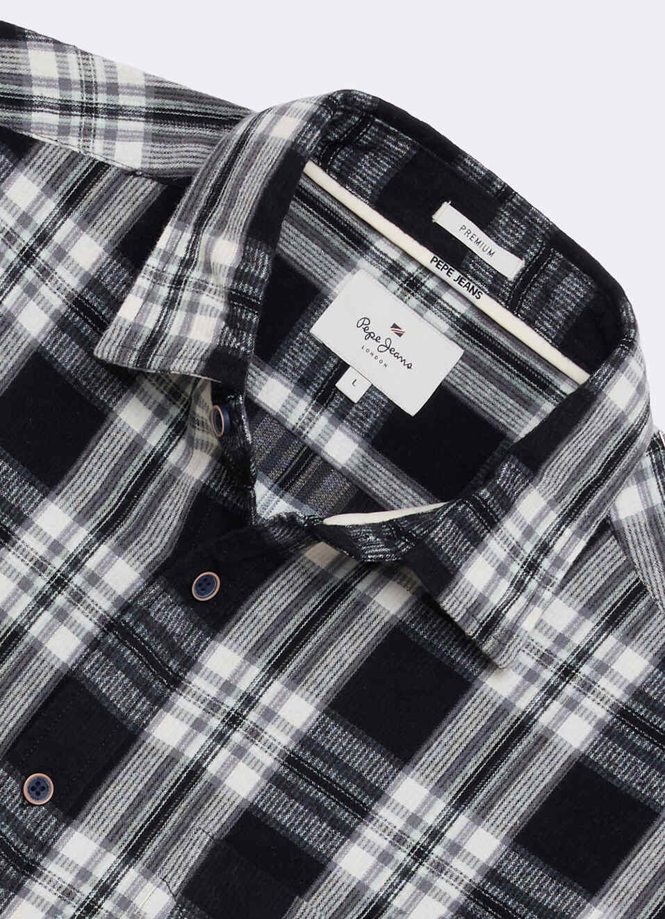 Men Black Checked Brushed Long Sleeve Shirt, , large image number 6