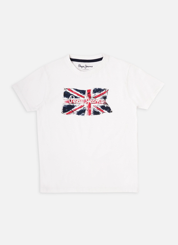 Boys White Graphic Print Short Sleeve T-shirt